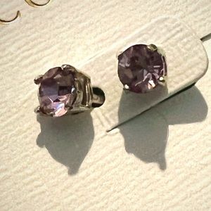 925 sterling Silver Crystal amethyst purple studs tiny size NEW